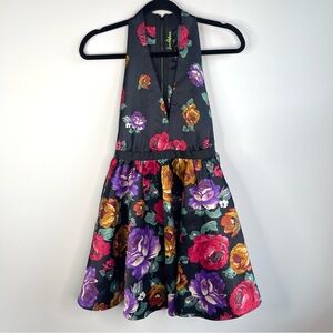 Sam Edelman Floral Mini Dress Halter Top Racer back Semiformal Size 0